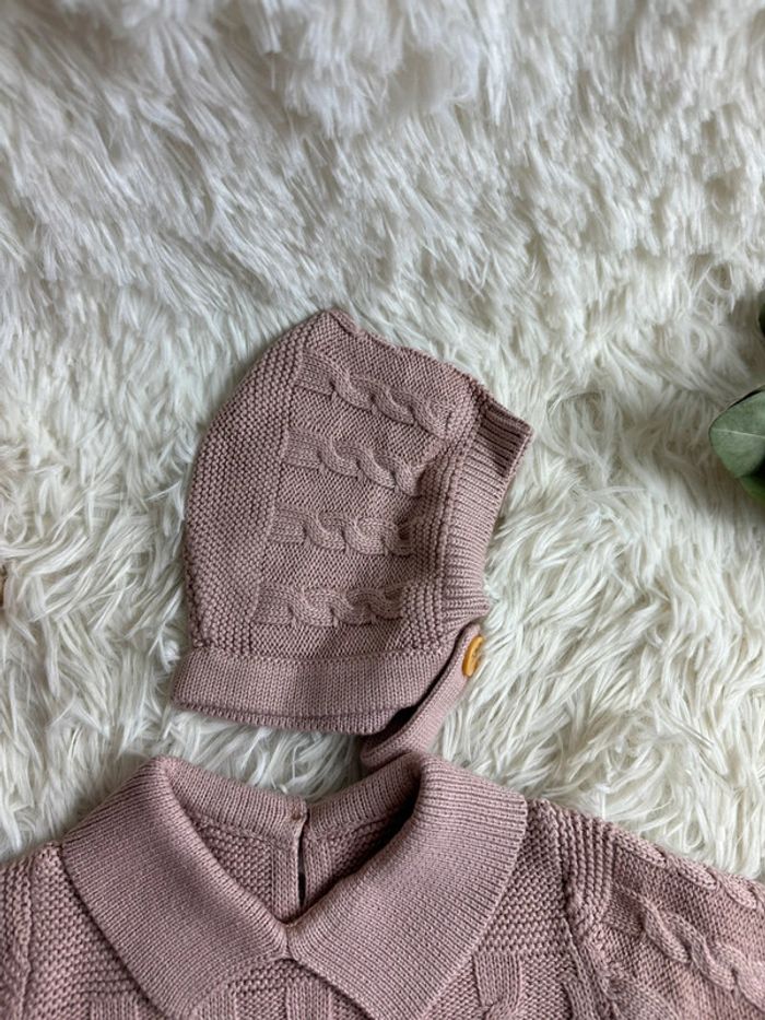 Combinaison et bonnet tricot taille 3-6 mois - photo numéro 4