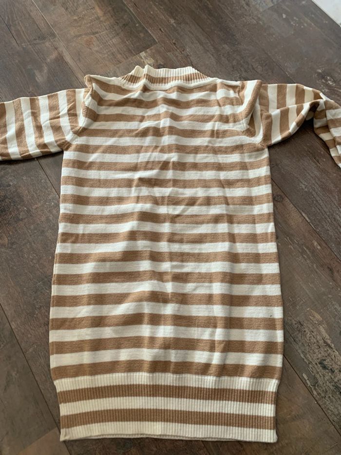 Pull long rayé beige/ caramel - photo numéro 5