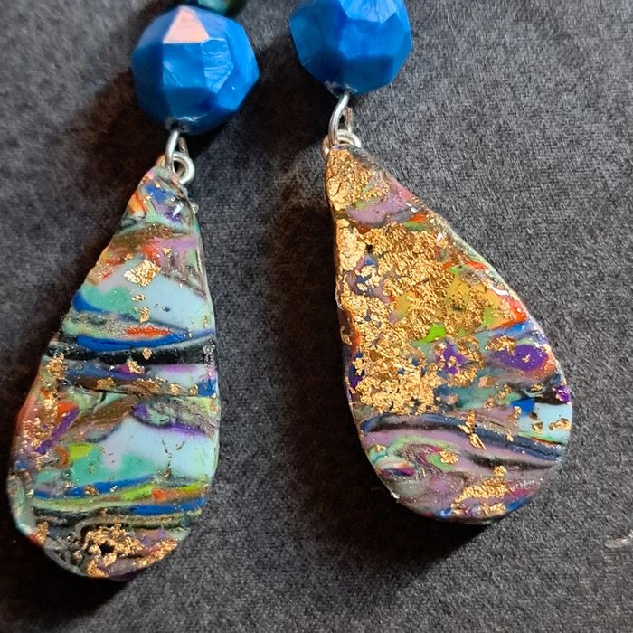 Boucles d'oreilles pendante multicolore - photo numéro 6