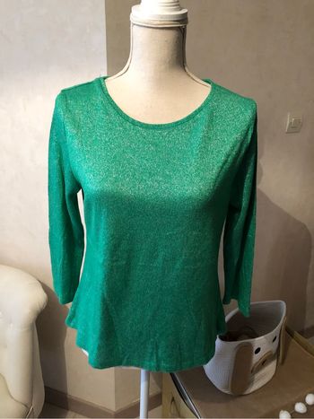 Pull vert brillant argenté neuf