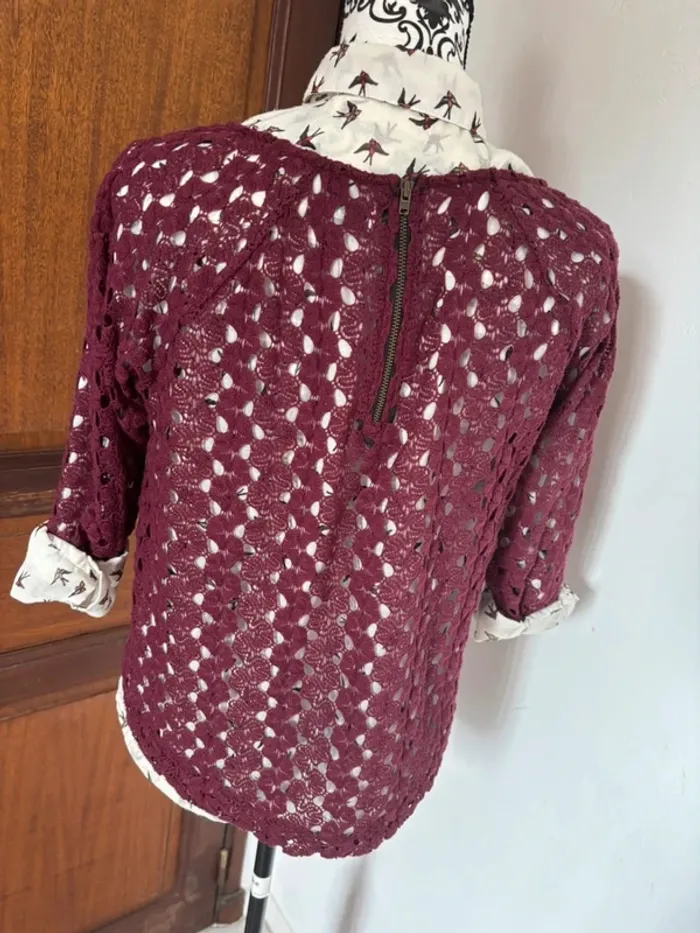 Pull en crochet et chemisier taille M - photo numéro 5