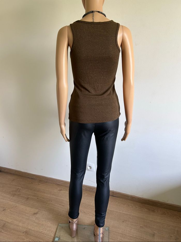 Débardeur marron pailleté sans manches Morgan taille XS TBE - photo numéro 6
