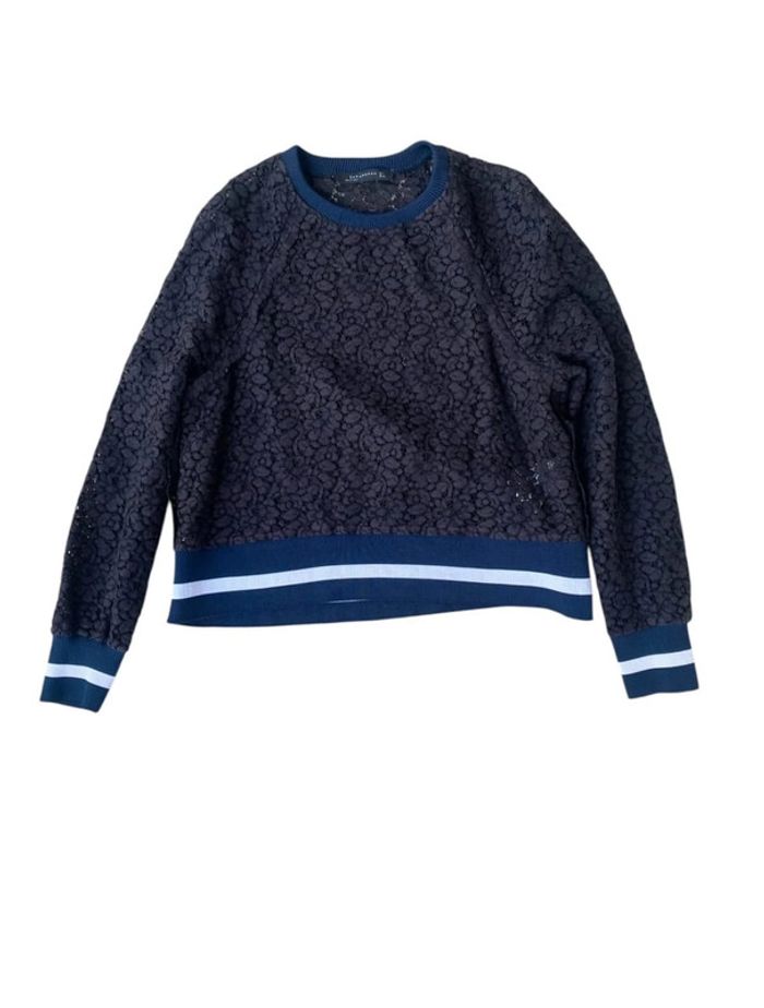Sweat en dentelle bleu marine Zara taille L