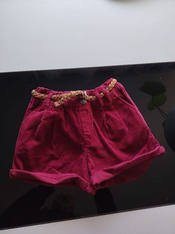 Short velours fille avec ceinture 