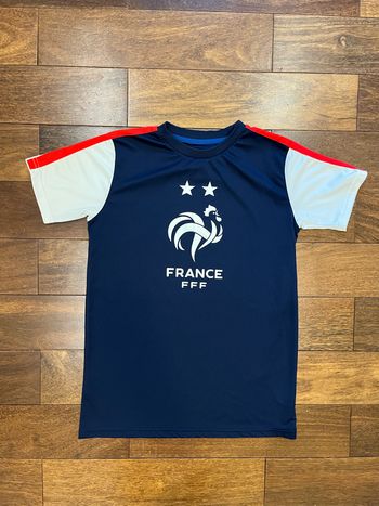 Maillot de foot 2 étoiles de l’équipe de france fff bleu taille 14 ans