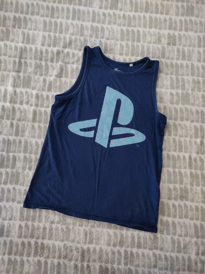 Débardeur bleu marine PlayStation taille 14 ans - photo numéro 1