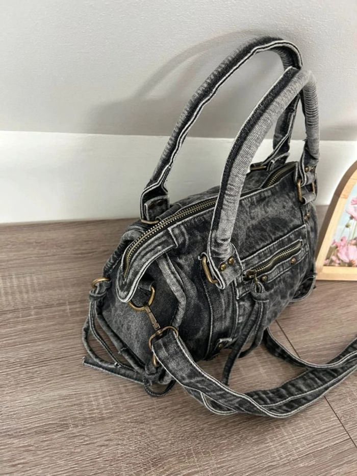 Sac à main en jean effet vintage - 25 x 16 x 12 cm - photo numéro 4