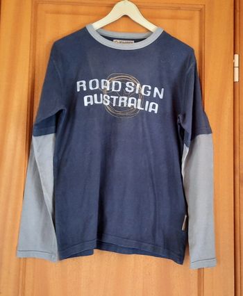 T.shirt bleu et gris 12 ans Road Sign