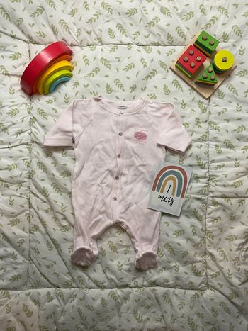 pyjama grenouillère en coton rayé rose et blanc 1 mois petit bateau ouverture devant