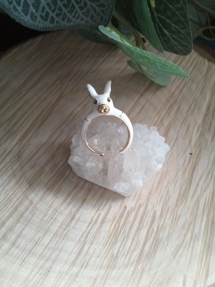 Bague émaillée lapin blanc - photo numéro 3