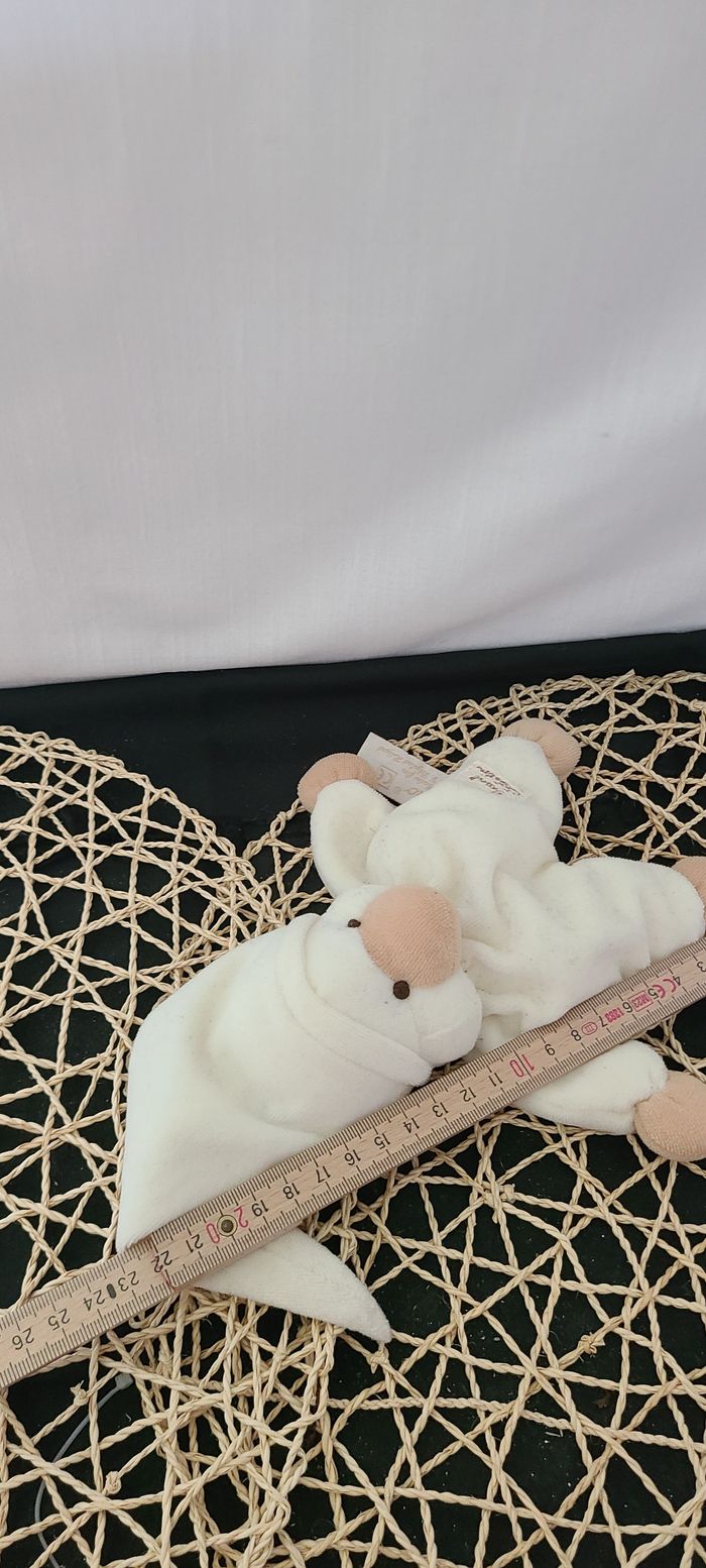 DOUDOU PELUCHE TIAMO COLLECTION OISEAU POUSSIN ECRU BLANC BEIGE GRELOT - photo numéro 3