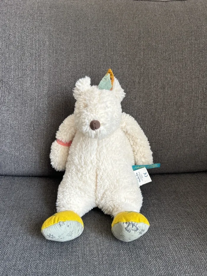 Peluche musical moulin roty, ours blanc le voyage d’Olga