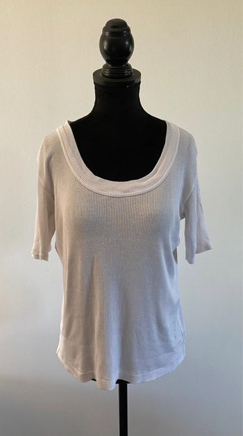 Tee shirt Etam vintage Made in France blanc maille côtelé taille S / M