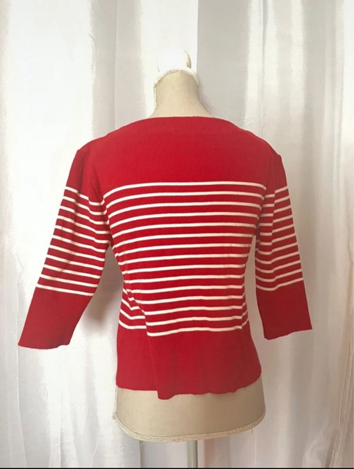 Petit pull rayé blanc rouge Joe taille 36 S - photo numéro 3