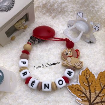 Attache tétine la belle et le clochard silicone personnalisé 