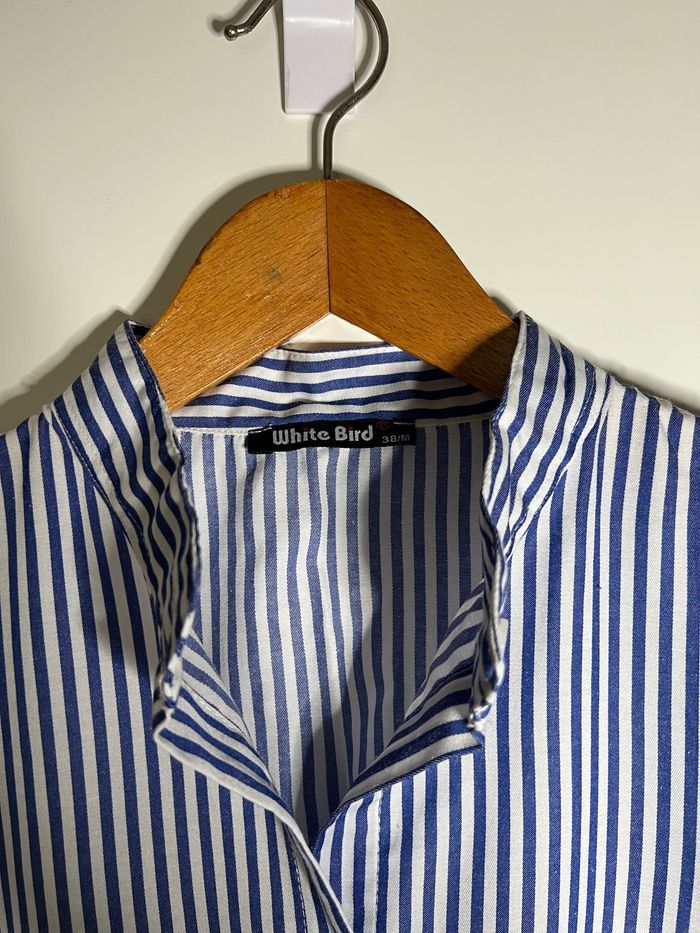 Chemise femme mi-longue rayures bleues - photo numéro 3