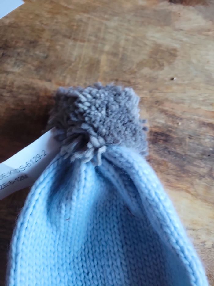 Bonnet bleu effet maille pompon 6 12 mois - photo numéro 2