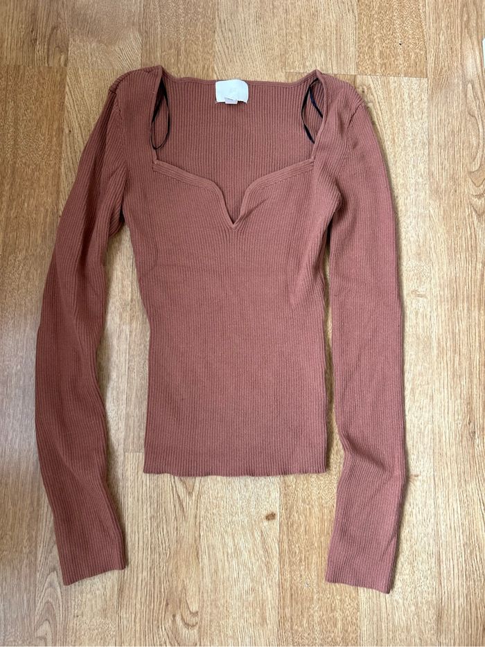 Petit pull décolleté marron H&M - photo numéro 2