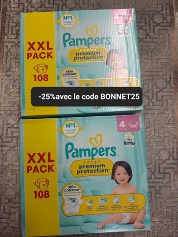 Deux XXL carton de couche pampers taille 4 preuim