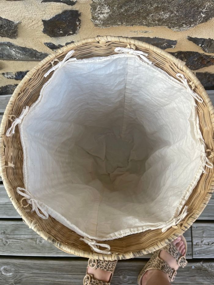 Panier à linge en rotin avec tissus - Vintage - photo numéro 6