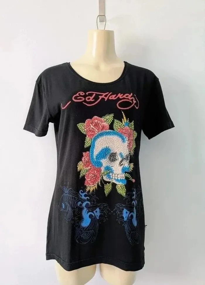 T-shirt d'été strass - Ed Hardy - taille 38