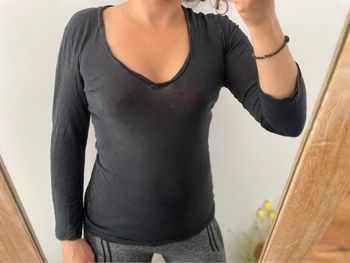 Tee shirt manche longue noir femme