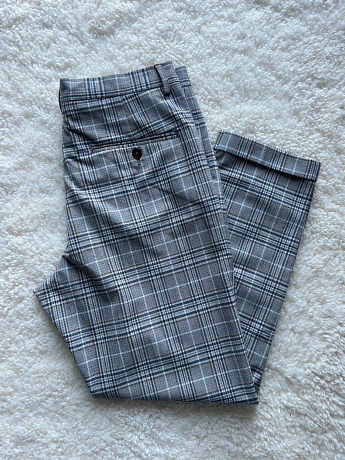 Pantalon à carreaux marron Zara