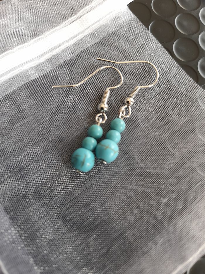 Boucles d'oreilles pierres naturelles Turquoise - photo numéro 2
