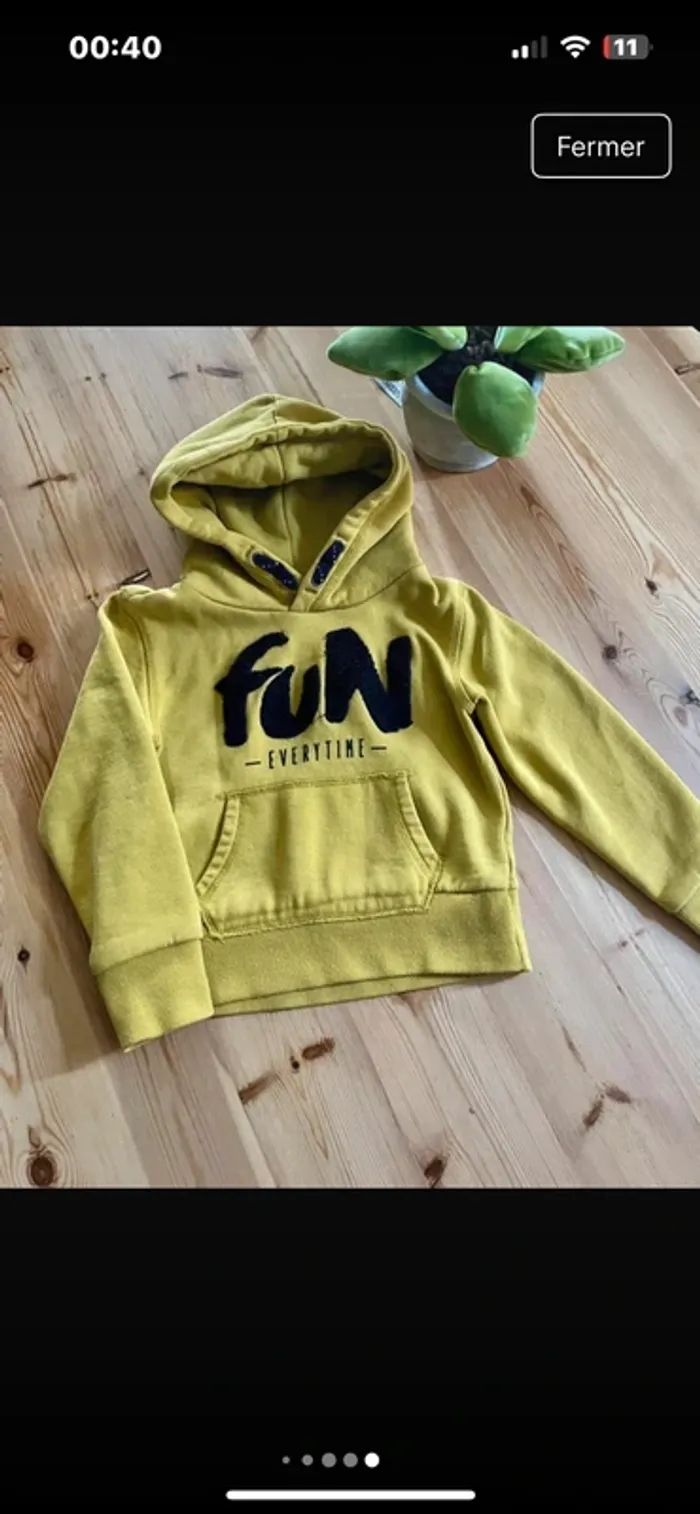 Sweat-shirt jaune moutarde 4 ans - photo numéro 5