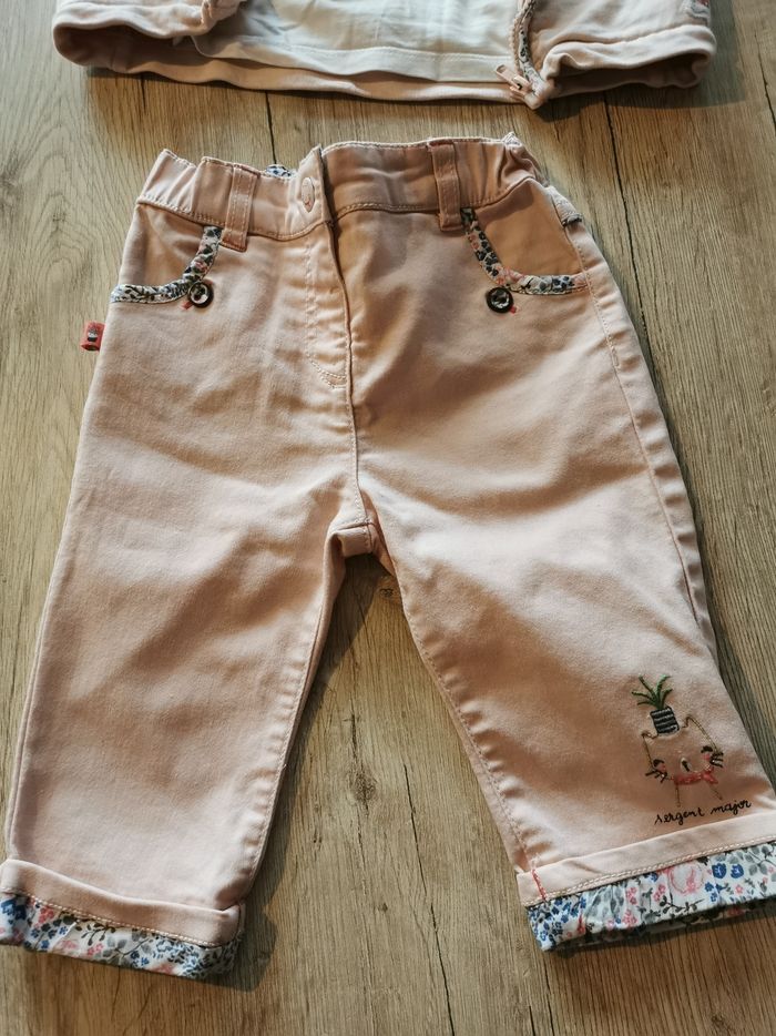 Ensemble rose clair fleuri sergent major 6 mois - photo numéro 2