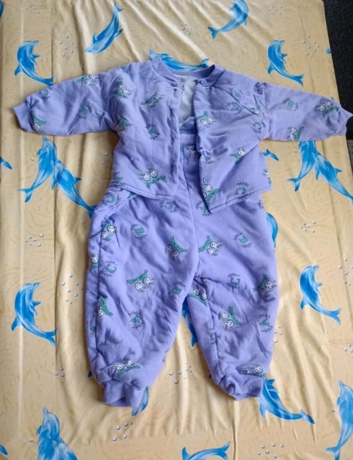 Ensemble salopette gilet chaud 80