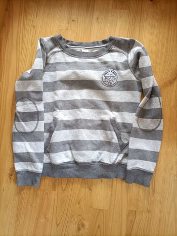 Sweat shirt femme M 38 Domyos gris rayé TBE