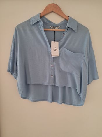 Chemise courte bleue