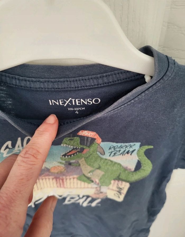 T shirt garçon manches courtes motif dinosaure 4 ans - photo numéro 2