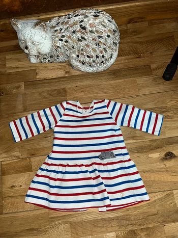 Robe petit bateau lignée boutonnée dans le dos très bon état 3mois/60 cm