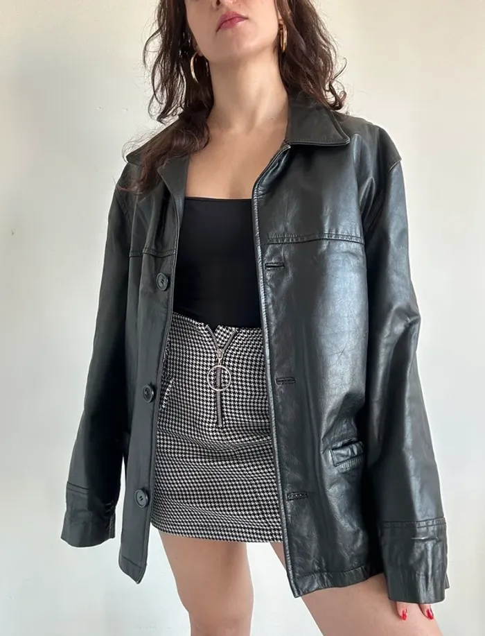 Veste en cuir vintage noire taille M/L - photo numéro 6