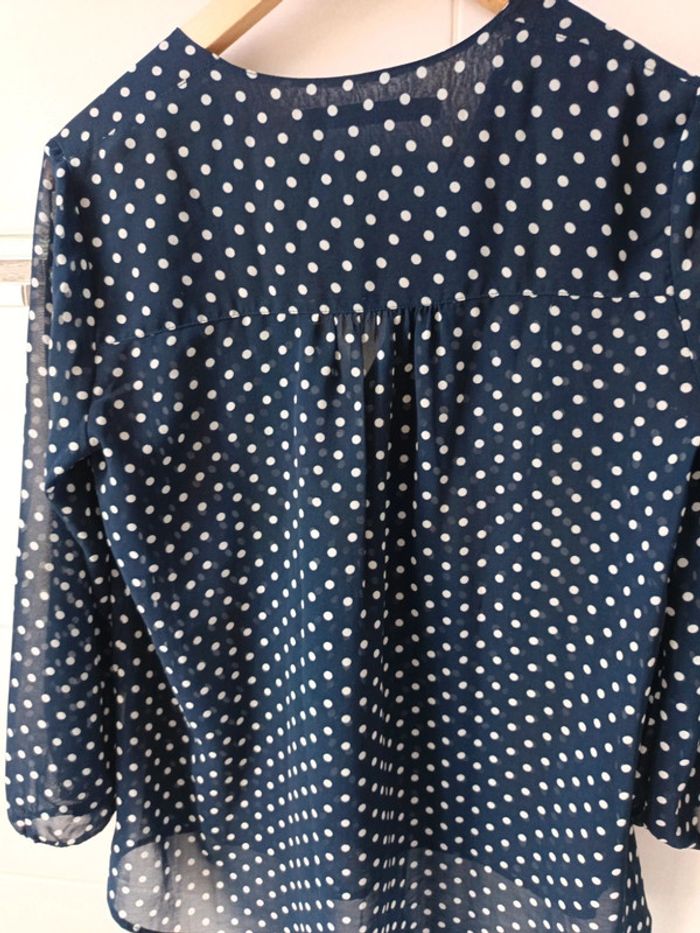 Blouse Zara marine point blanc manche 3/4 t.38 - photo numéro 9