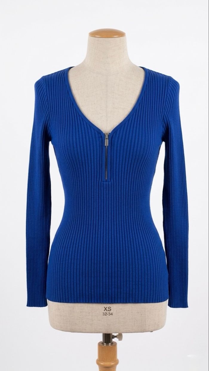 Morgan - Top côtelé zippé - Taille XS - Bleu Roi - Neuf avec étiquette - photo numéro 1