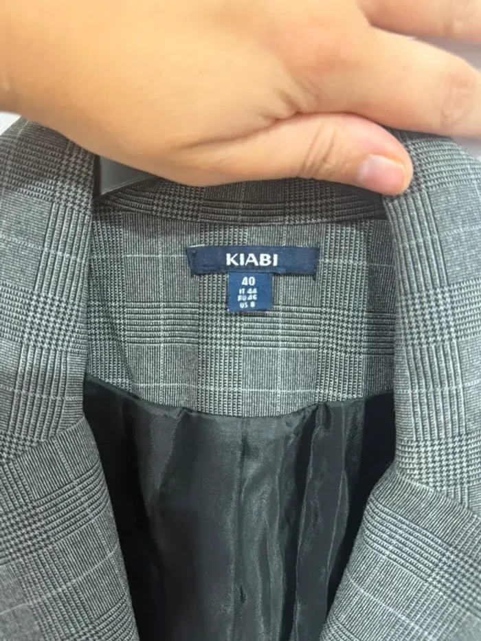 Veste blazer femme, grise à carreaux Kiabi taille 40 - photo numéro 5