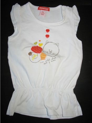 TEE SHIRT SM BLANC BÉBÉ FILLE "ORCHESTRA" - 9 MOIS - n°01