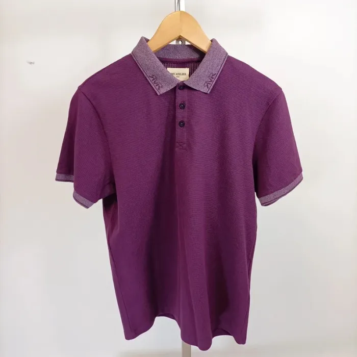 Polo tshirt violet col chemisier à boutons 100% coton taille M CMT A556