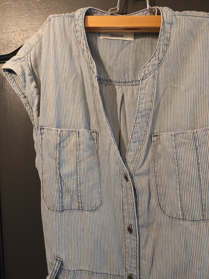 Robe chemise sans manche rayée - photo numéro 2