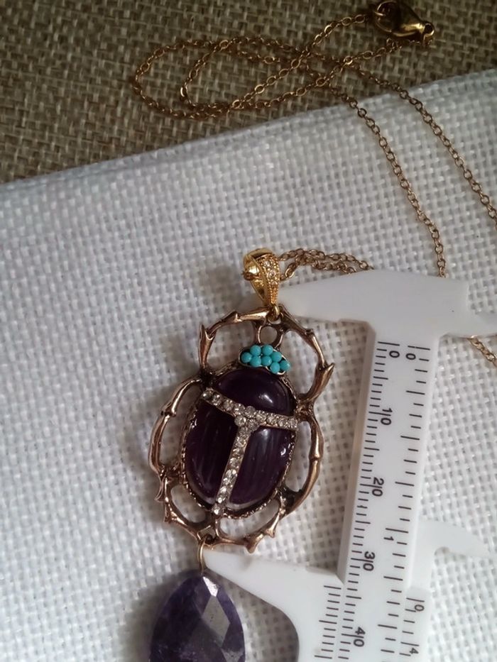 Collier scarabée pierre réversible d'améthyste 💜. - photo numéro 6