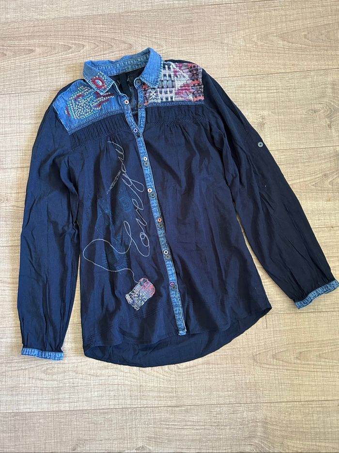 Chemise bleue bi matière Desigual taille M TBE - photo numéro 7