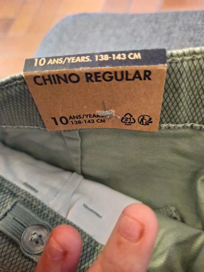 Pantalon Chino regular vert taille 10 ans - photo numéro 4
