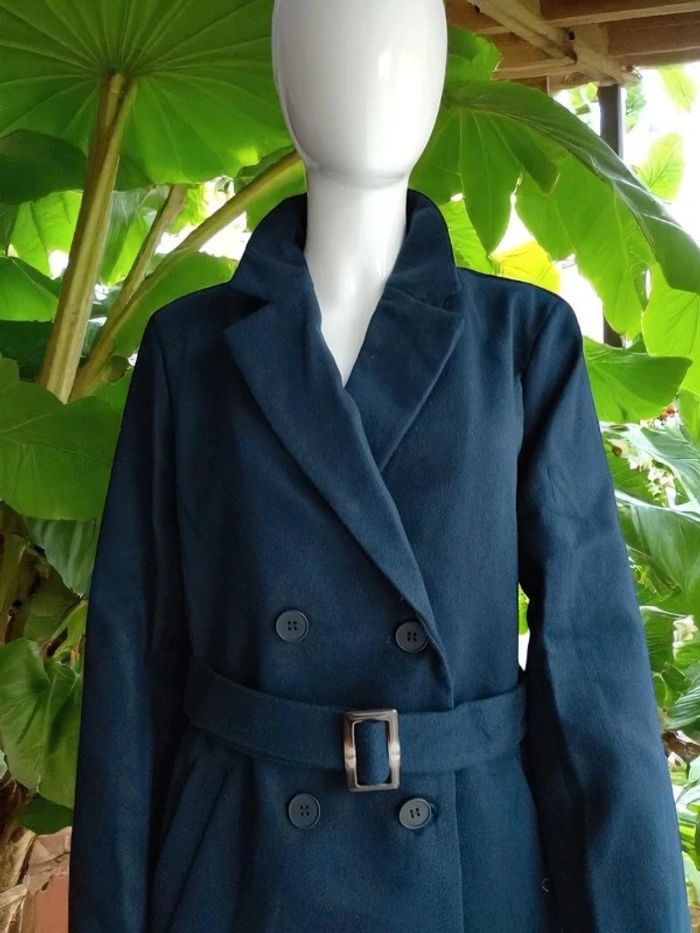 Manteau long col revers marine - photo numéro 2