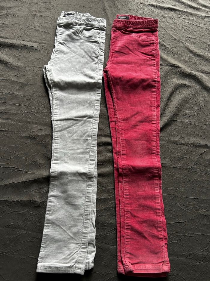 Lot de 2 pantalons jeggings en velours ras enfant fille