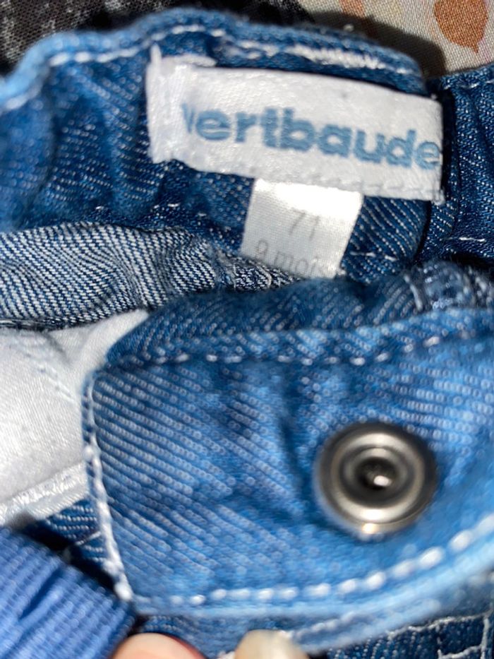 Ensemble haut et pantacourt en jeans, taille 9 mois, marque Vertbaudet et Sergent Major. - photo numéro 7