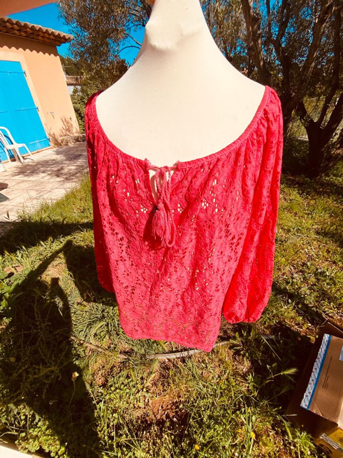 Ample Tunique en dentelle, rose, vif, taille unique - photo numéro 11