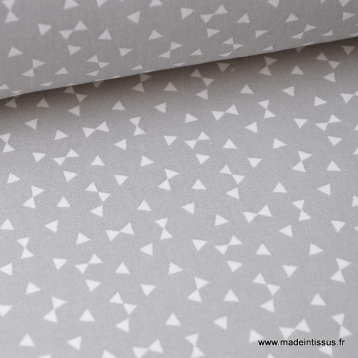 Coupons tissus coton GRIS TRIANGLES blancs en 150 cm de large- Neuf - photo numéro 2